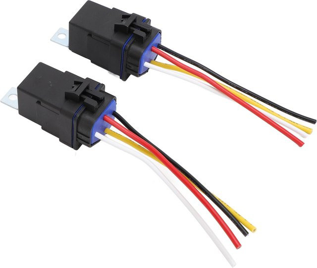 GoolRC 2er-Set Kfz-Relais mit 12 AWG verzinnten Kupferdrähten, 40A wasserdichtes Schwerlast-Relais für Kfz-Elektriksysteme, Schwarz - Bild 1