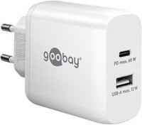 goobay USB-C Dual-Schnellladegerät mit PD und GaN Technologie, 65 Watt, weiß - Bild 1