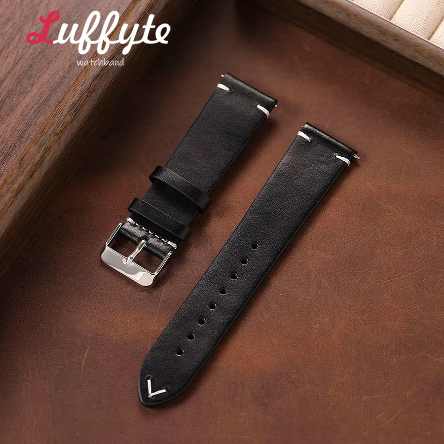 luffyte Uhrenarmband Leder, Schwarz, Herren - Bild 2
