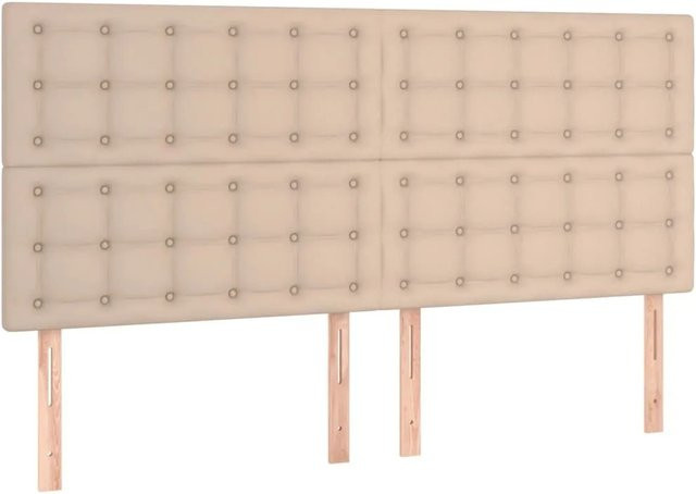 vidaXL LED Kopfteil aus Kunstleder in Cappuccino-Braun mit USB-Ladeport und integrierter Beleuchtung, B: 160 cm, T: 5 cm, H: 118 cm bis 128 cm - Bild 1