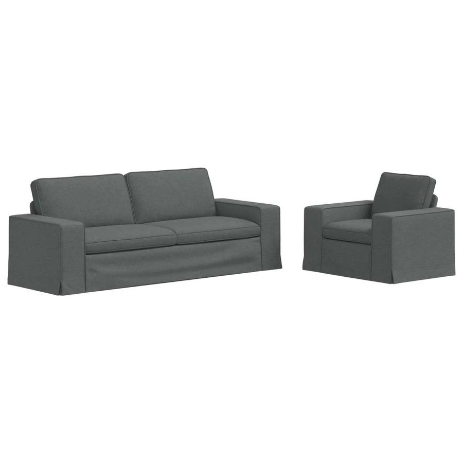 vidaXL 2-teiliges Sofa Dunkelgrau mit Stoffbezug und Metallrahmen B/T/H: 222 x 80 x 82 cm und 103 x 80 x 82 cm - Bild 2
