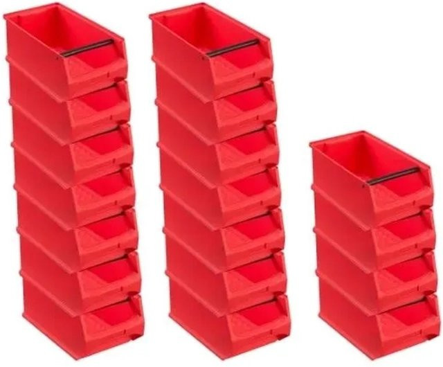 PROREGAL SuperSparSet 18er Pack Sichtlagerboxen 4,1 mit Griffstange, Rot, H x B x T: 15 x 20 x 35 cm, 7,2 Liter - Bild 1