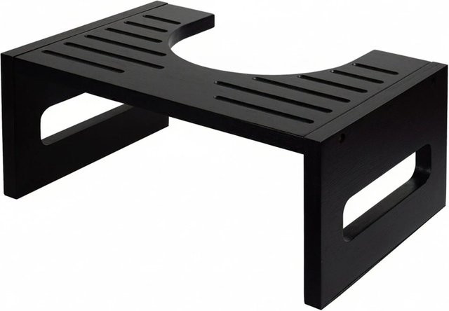 Relaxdays Toilettenhocker aus Bambus in Schwarz mit Schaumstoffschonern, B/T/H: 43,5 x 18,5 x 28 cm - Bild 1