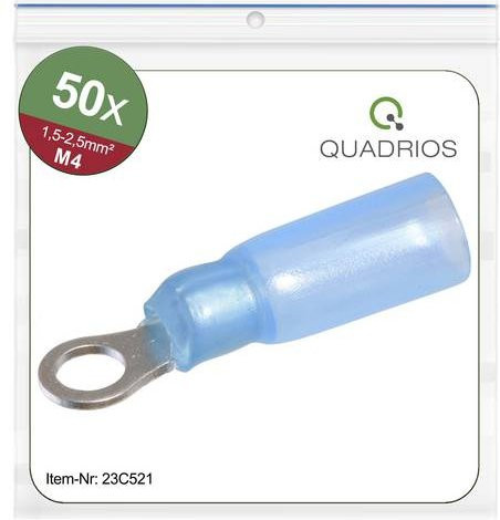 Quadrios 23C521 Ringkabelschuh Blau, Querschnitt max. 2,5mm², Loch-Ø 4,3mm, teilisoliert, 50 Stück - Bild 1