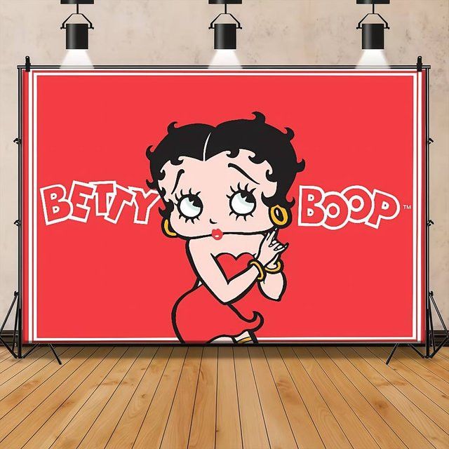 B-Bettys Boops Anime Fotografie Hintergrund für Neujahr Dekoration in Rot, rechteckig - Bild 1