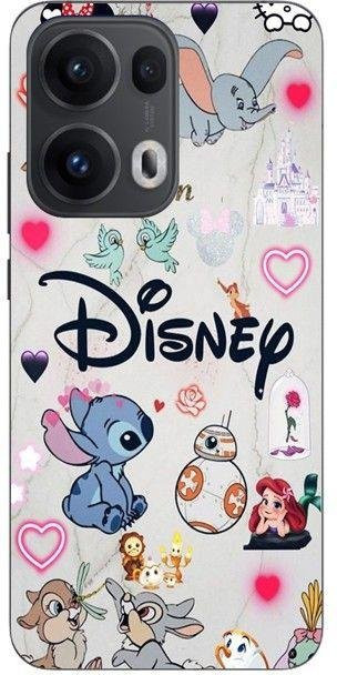 Manicase Handyhülle für Oppo Reno 13 Pro 5G mit Disney Charakteren Stitch Arielle und Dumbo in Schwarz - Bild 1