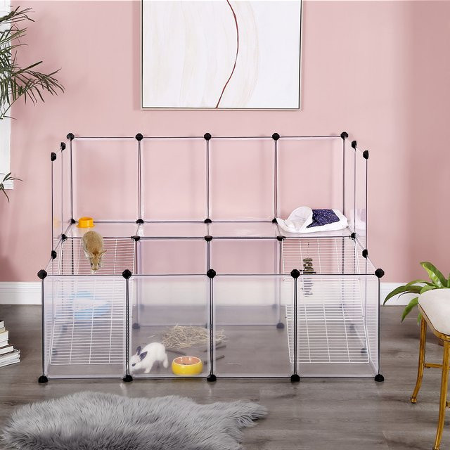 SONGMICS Freigehege für Kaninchen und Kleintiere aus Kunststoff in Weiß - Bild 1