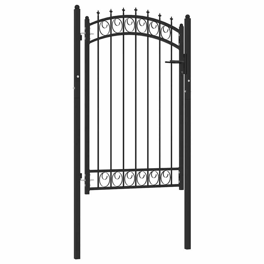 vidaXL Zauntor aus Stahl mit Spitzen in Schwarz, B: 100 cm, H: 150 cm - Bild 2