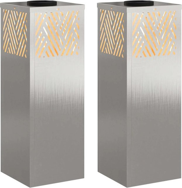 vidaXL Solar LED Wegleuchten aus Edelstahl in Silber, 2er-Set - Bild 1