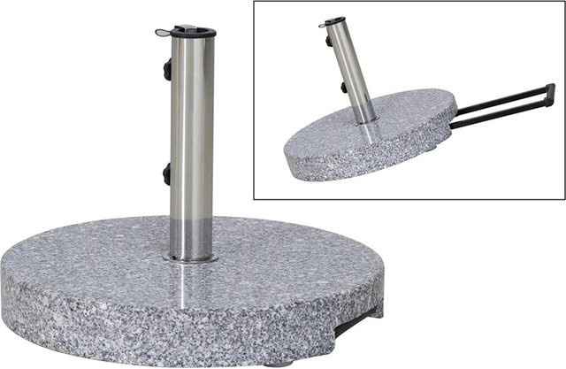 Siena Garden Schirmständer Granitständer Trolley Rund Grau, Durchmesser: 50 cm, Höhe: 8 cm - Bild 1