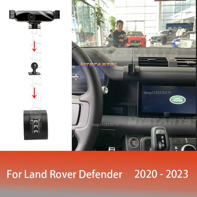WTSTARTS Verstellbarer Autotelefonhalter für Land Rover Defender 2013-2017, Schwerkraft-Handyhalterung mit GPS-Navigation und Drehfunktion, Schwarz - Bild 1