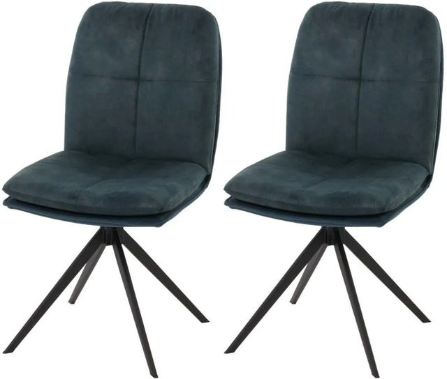 2er-Set MCW Esszimmerstühle M68 in Blau mit Stoffbezug und drehbarer Funktion - Bild 2