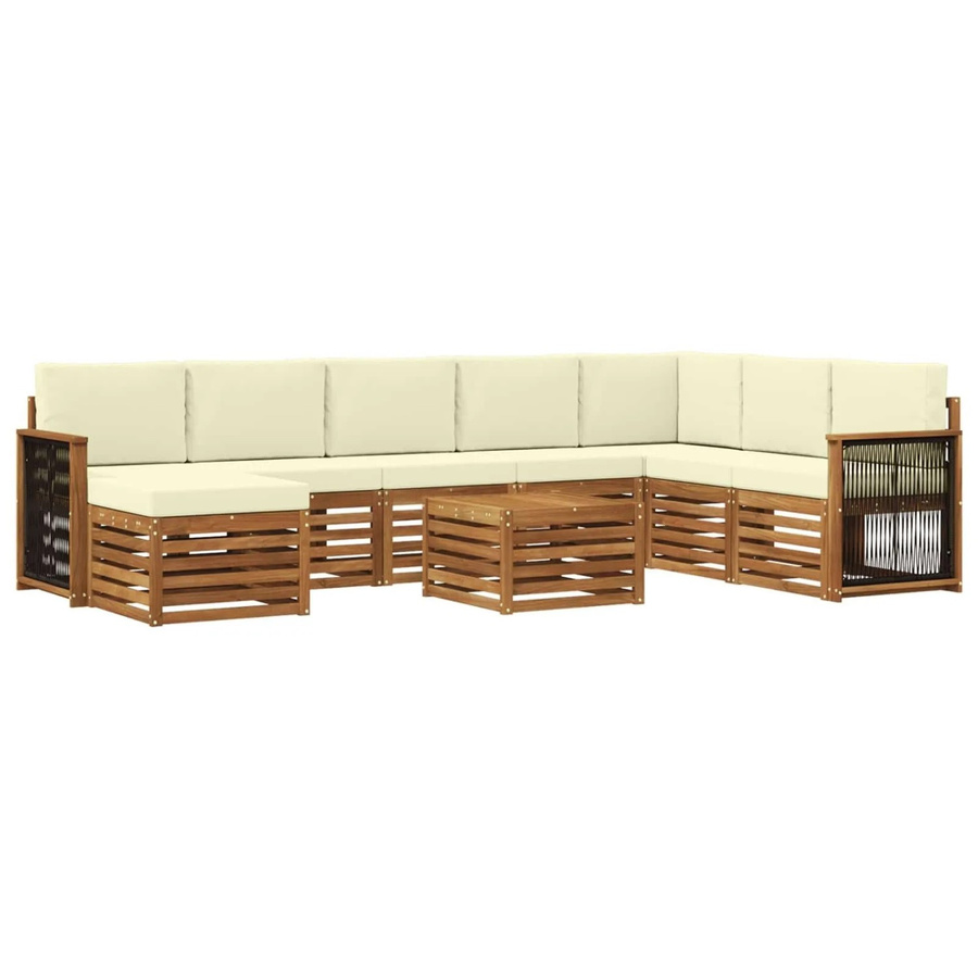 vidaXL Sofagarnitur aus Massivholz Akazie in Beige mit modernem Latten-Design - Bild 2