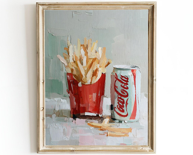 Nostalgische Fast-Food-Wandkunst von SHENCHEN – Retro Abstract Druck in Minz und Rot - Bild 1