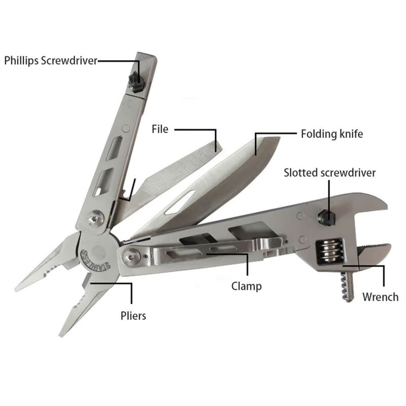 Ninth World Multifunktions Multitool mit Zange, Messer, Schraubendreher und einstellbarem Schlüssel für Outdoor und taktische Einsätze - Bild 4