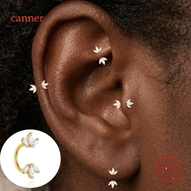 CANNER Ohrring, 925 Silber, Gold, Zirkonia, Unisex - Bild 1