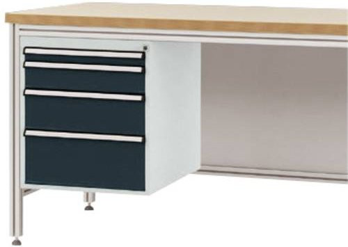 Manuflex Gehäuse-Unterbau ZB4772.7016 für ALU-Arbeitstische in Anthrazit und Grau mit 4 Schubfächern, Nutzhöhe: 50 cm, für Tischtiefe: 80 cm - Bild 1