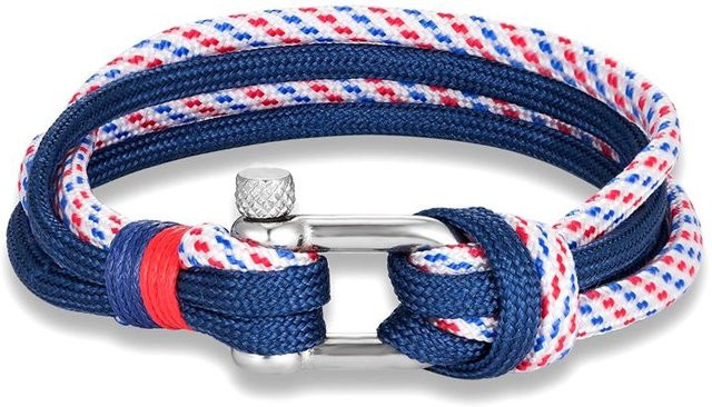 Schäkelarmband Paracord, Edelstahl, Silber, Unisex - Bild 1