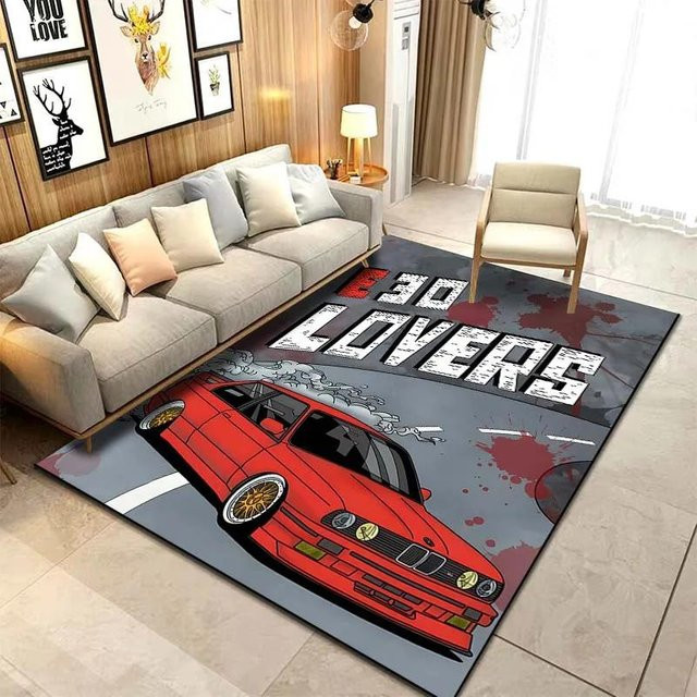 BC-Warm Home Teppich mit klassischem Auto-E30-Muster in Multicolour, B/T: 120 x 80 cm - Bild 1