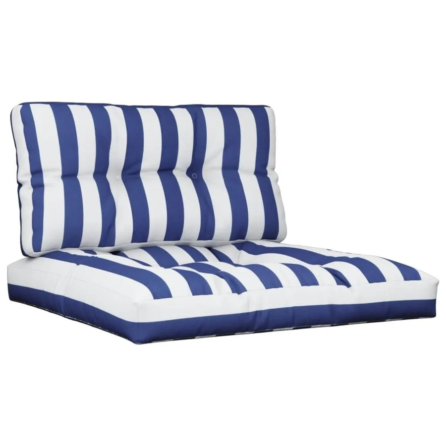 vidaXL Palettenkissen 2-teiliges Set Blau-Weiß Gestreift aus Polyester, UV-beständig und wasserabweisend, B/T: 70 x 70 cm - Bild 2