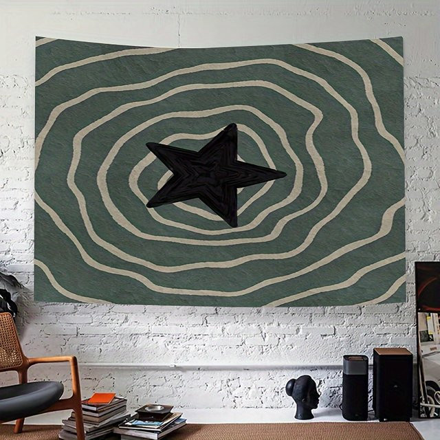 VIKAMA Wandteppich im skandinavischen Stil mit geometrischem Sternmuster, Mehrfarbig, Breite: 60 cm, Höhe: 40 cm - Bild 1