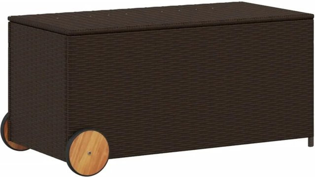 vidaXL Gartentruhe aus Poly Rattan in Braun mit Rollen, Volumen: 190 l - Bild 1