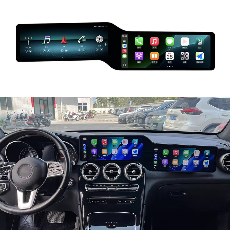 Asvegen 24-Zoll Android 16 Autoradio Doppelbildschirm für Mercedes Benz C GLC Klasse W205 X253 2015-2022 mit CarPlay, Schwarz, 6GB RAM, 128GB ROM - Bild 5