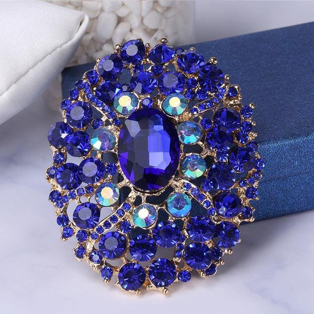 YIRAN Jewelry Brosche, Kristall-Strass, Glas, blau, Damen - Bild 1