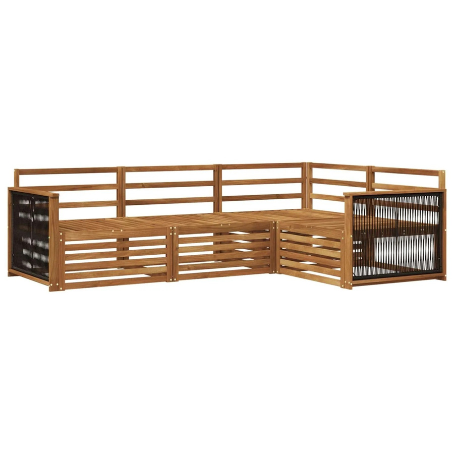 vidaXL Outdoor-Sofagarnitur aus Massivholz Akazie in Natur Braun, 4-teiliges L-Shape Gartenmöbel-Set mit Latten-Design - Bild 2