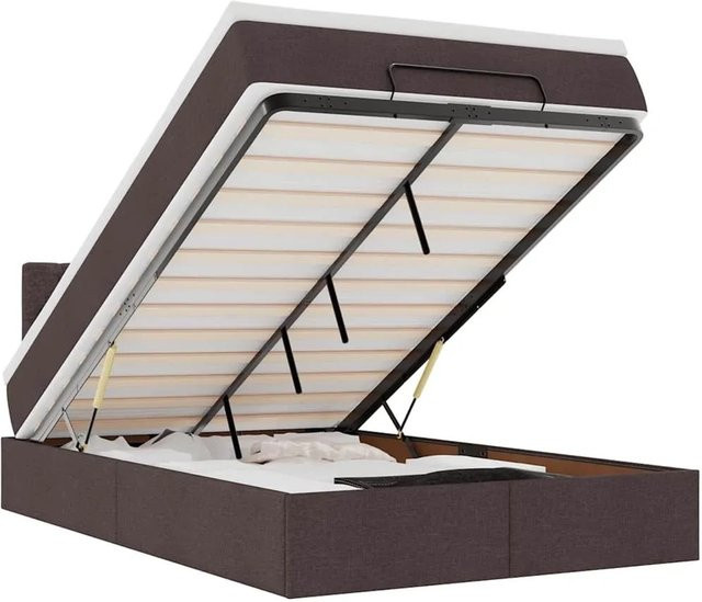 vidaXL Ottoman-Bett mit Matratze in Dunkelbraun und Weiß, B/T/H: 120 x 190 x 78 cm - Bild 1