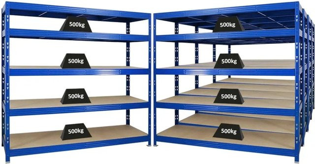 PROREGAL Rhino Schwerlastregal Blau mit 5 verstellbaren Spanplatten-Ebenen, H x B x T: 180 x 200 x 60 cm - Bild 1