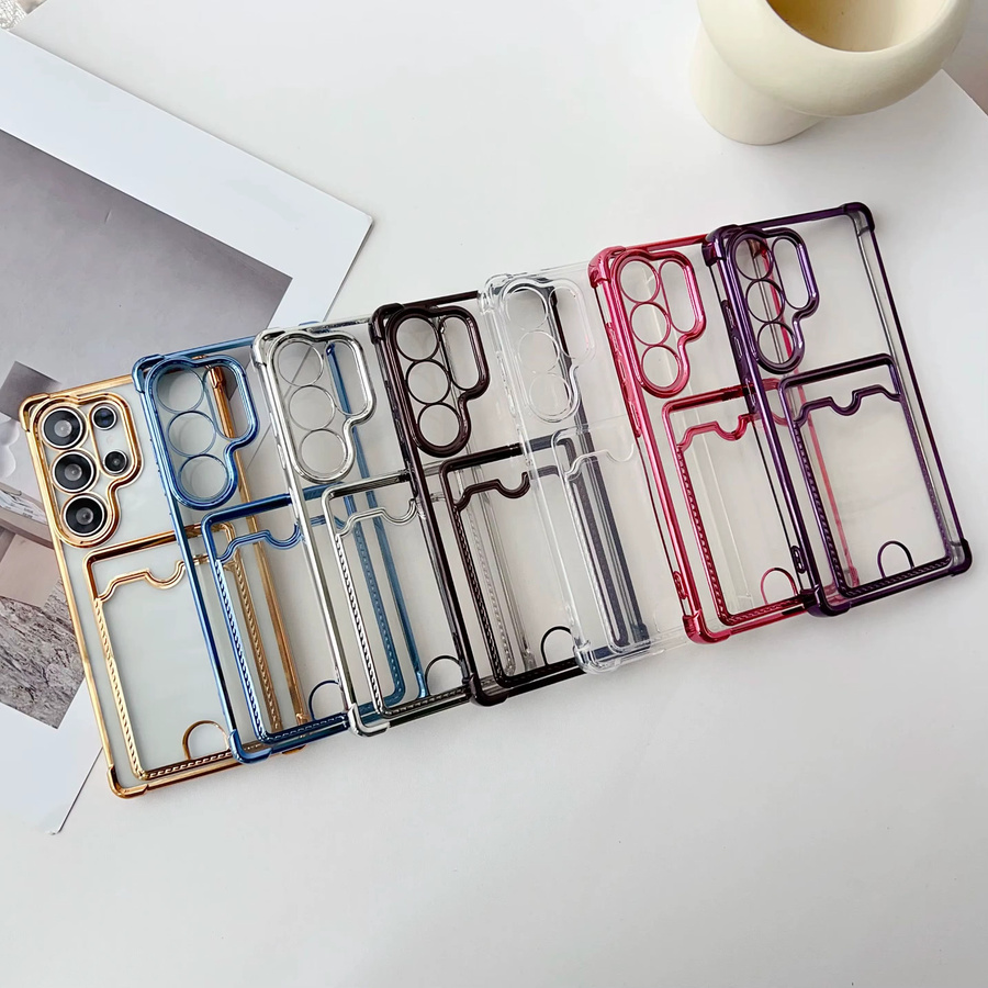 Transparente Karten- und Brieftaschen-Schutzhülle für Samsung Galaxy S25 S24 S23 S22 S21 S20 Ultra Plus FE A56 A36 A26 A16 A06 in Schwarz und Transparent - Bild 2
