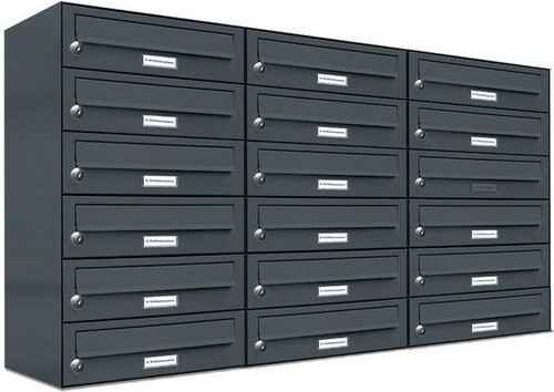 AL Briefkasten für 18 Parteien, grau, B/H/T: 115,9 x 69 x 27,5 cm - Bild 1