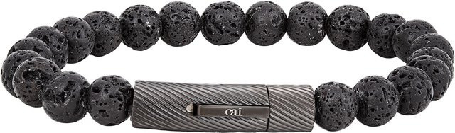 cai Armband, Lavakugeln, Edelstahlverschluss, 21 cm, Herren - Bild 1