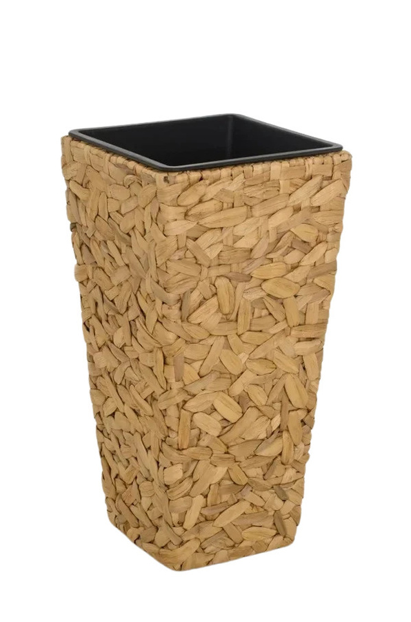 Pflanzkübel Clarissa von Aplanta in Beige mit Rattan-Optik, B/T/H: 31 x 31 x 60 cm - Bild 4