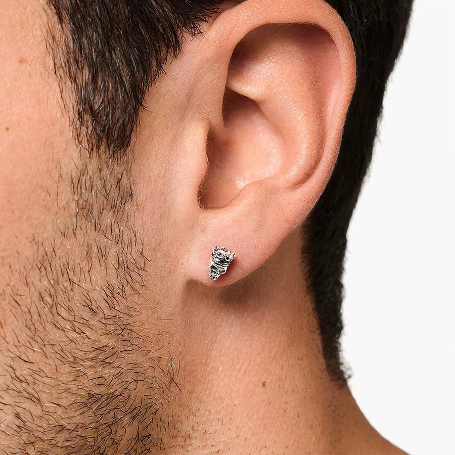 Thaddaeus Ohrstecker Totenkopf-König, 925 Silber, Unisex, Vintage - Bild 4