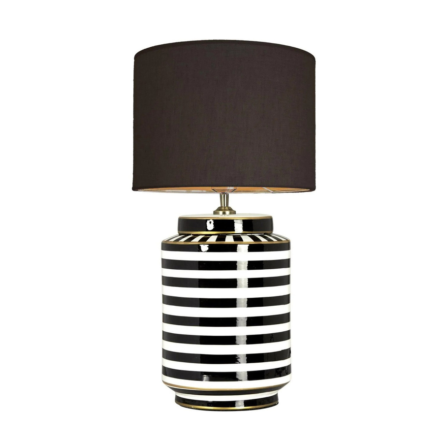 PR Home Gatsby Tischleuchte im Art-déco-Stil aus Keramik mit Stoffschirm, Schwarz-Weiß/Gold, H: 63,0 cm, B: 40,0 cm, T: 35,0 cm - Bild 2