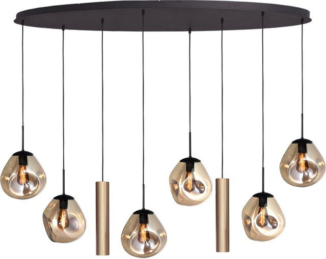 Masterlight Lava 6/2 Pendelleuchte 8-flammig oval in Gold mit Glas in Gold Fumé - Bild 1