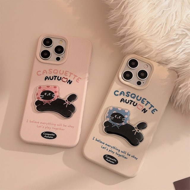 Koreanische 3D Cartoon Laufende Katze Handyhülle für iPhone 12 13 14 15 16 Pro Max Stoßfeste Soft Cover Schutzhülle Paar - Bild 1