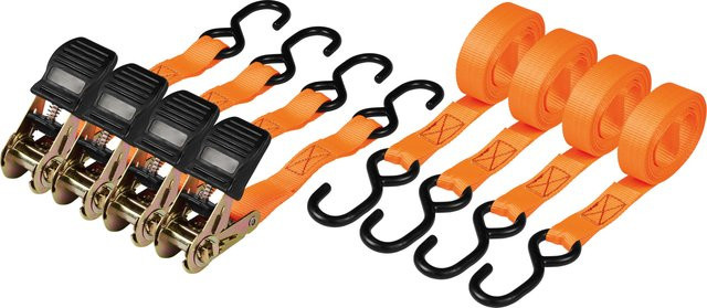 ULTIMATE SPEED® Schwerlast-Ratschenspanngurte-Set, 4-teilig, Orange, Stahl - Bild 1