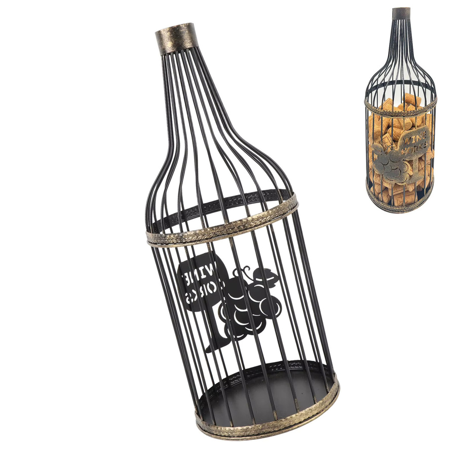 TOPINCN Weinkorkenhalter aus Metall in Schwarz für bis zu 60 Korken, Freistehender Organizer für dein Zuhause, B/T/H: 38,0 x 15,0 cm - Bild 3