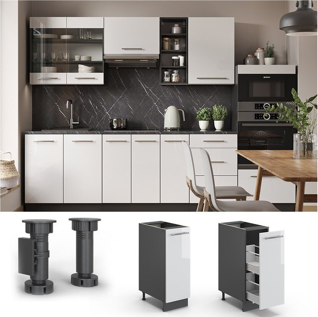 Vicco Apothekerunterschrank Fame-Line Weiß Hochglanz und Anthrazit Breite: 30 cm - Bild 1