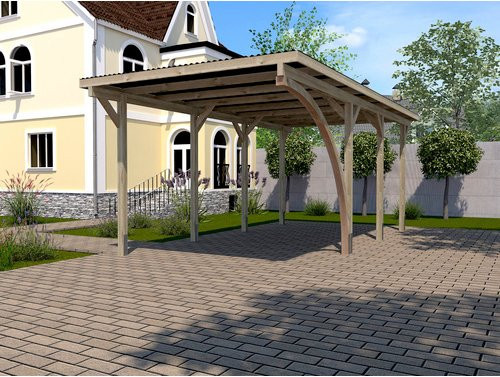 WEKA Einzelcarport 606 A Gr.2 mit Rundbogen in Grün-Braun, B/T: 268 x 501 cm - Bild 2