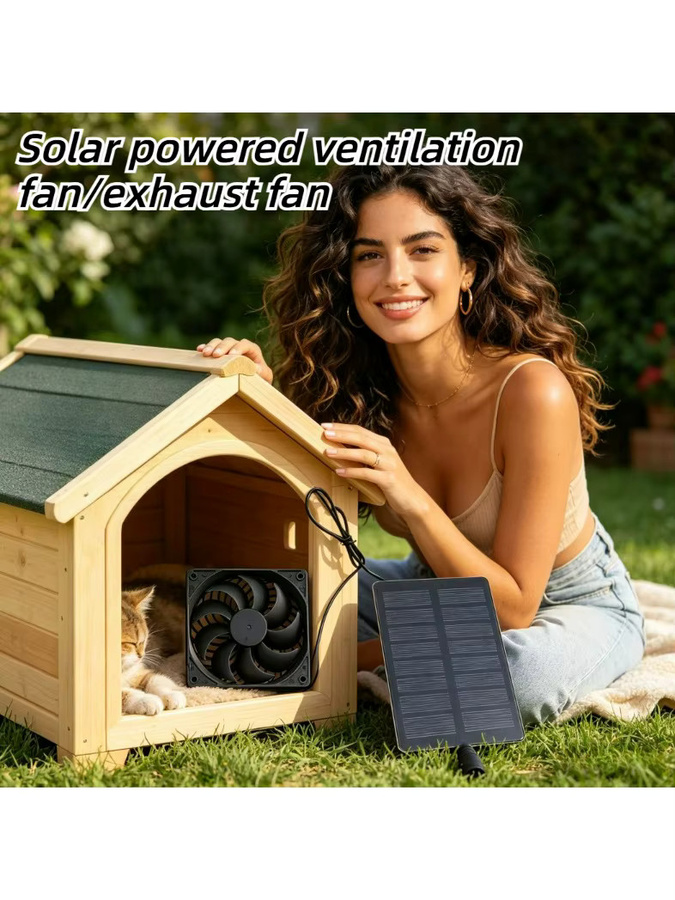 EESBAO Solarpanel-Ventilator 0,8W 4V Niedrigenergie-Abluftventilator in Schwarz für Hühnerstall, Gewächshaus und Outdoor - Bild 5