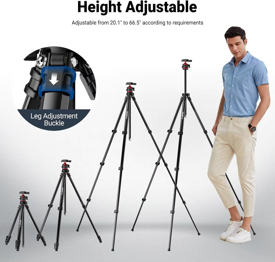 NEEWER Basics TP12 Kompaktes Reise-Kamerastativ mit Kugelgelenk und Arca-Quick-Release-Platte in Schwarz, maximale Belastbarkeit 5 kg - Bild 7