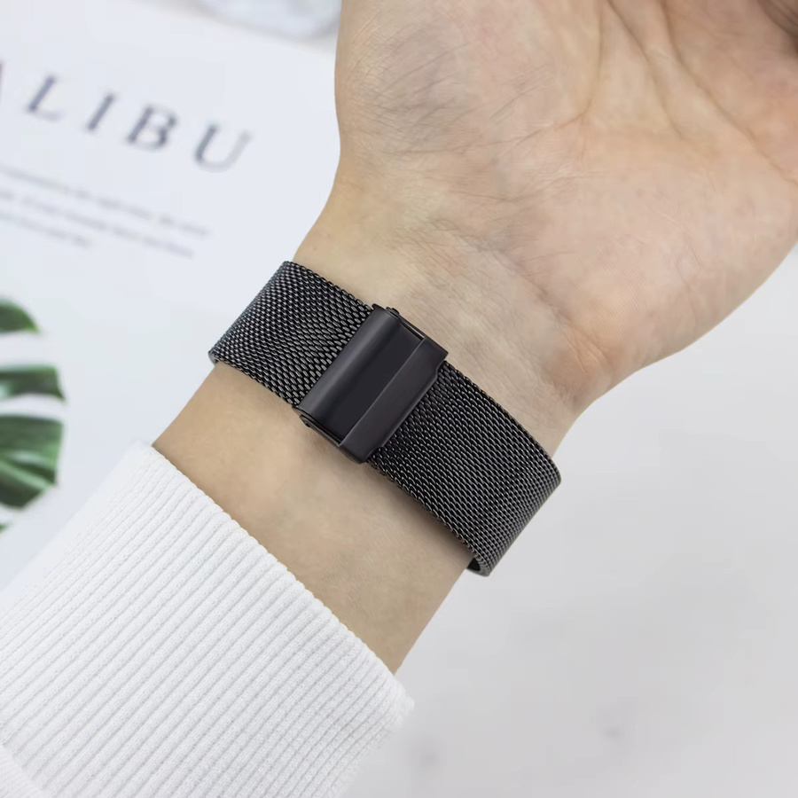 CAOWTAN Uhrenarmband Milanaise, Edelstahl, Schwarz, Herren - Bild 3