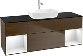 V&B Waschtischunterschrank Finion mit Wandbeleuchtung in Weiß lackiert, Breite: 160 cm, Tiefe: 50,1 cm, Höhe: 50,1 cm - Bild 1