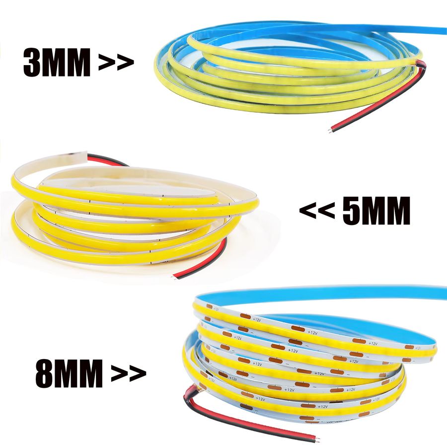 HEGEHE COB LED Streifen Licht DC 12V flexible Hintergrundbeleuchtung für TV und Wohnkultur in Weiß, Rot, Blau, Rosa oder Grün - Bild 2
