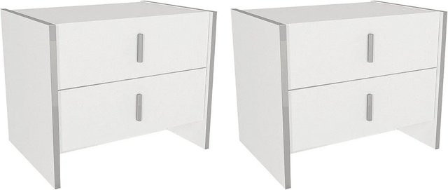Nachttisch Cadeba in Weiß im Art Deco Design, Breite: 55 cm - Bild 1
