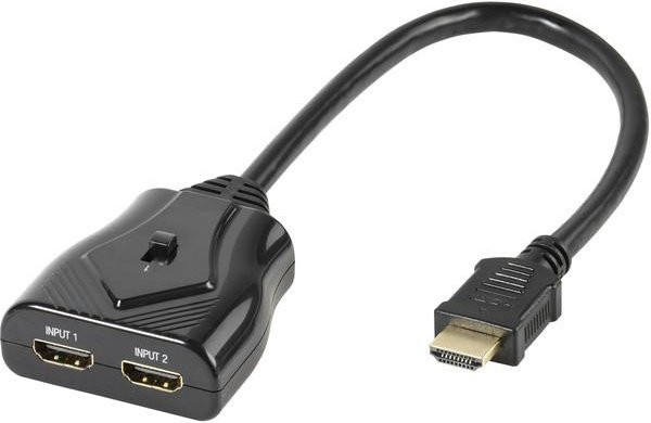 Vivanco HDMI Umschalter 2 auf 1 manuell in Schwarz (47157) - Bild 1